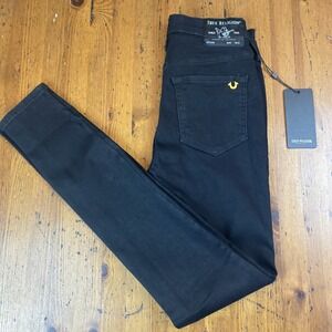 True Religion Halle High Rise Super Skinny Women's 24x29 Jeans 2SB Black $159